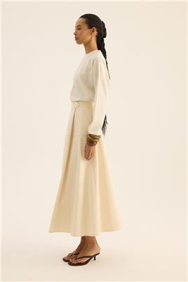 Üstü Parçalı Etek Naturel