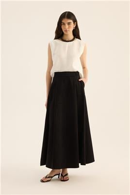Üstü Parçalı Etek Siyah