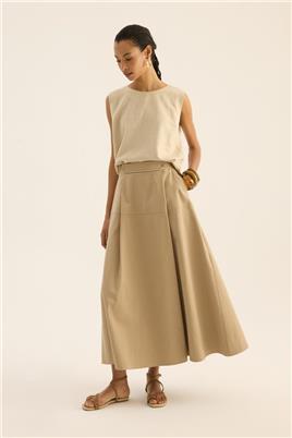 Üstü Parçalı Etek Vizon