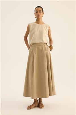 Üstü Parçalı Etek Vizon