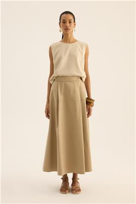 Üstü Parçalı Etek Vizon