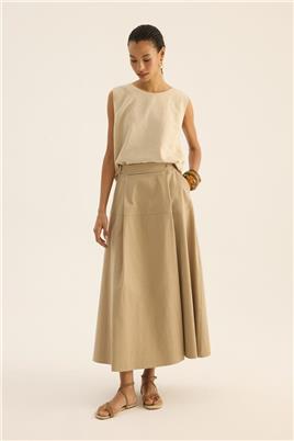 Üstü Parçalı Etek Vizon