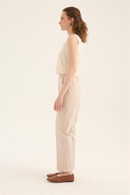 Ütü İzli Havuç Pantolon Krem