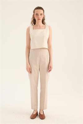 Ütü İzli Havuç Pantolon Krem