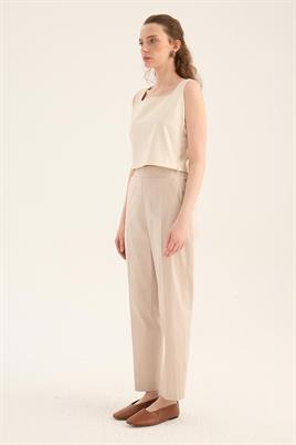 Ütü İzli Havuç Pantolon Krem