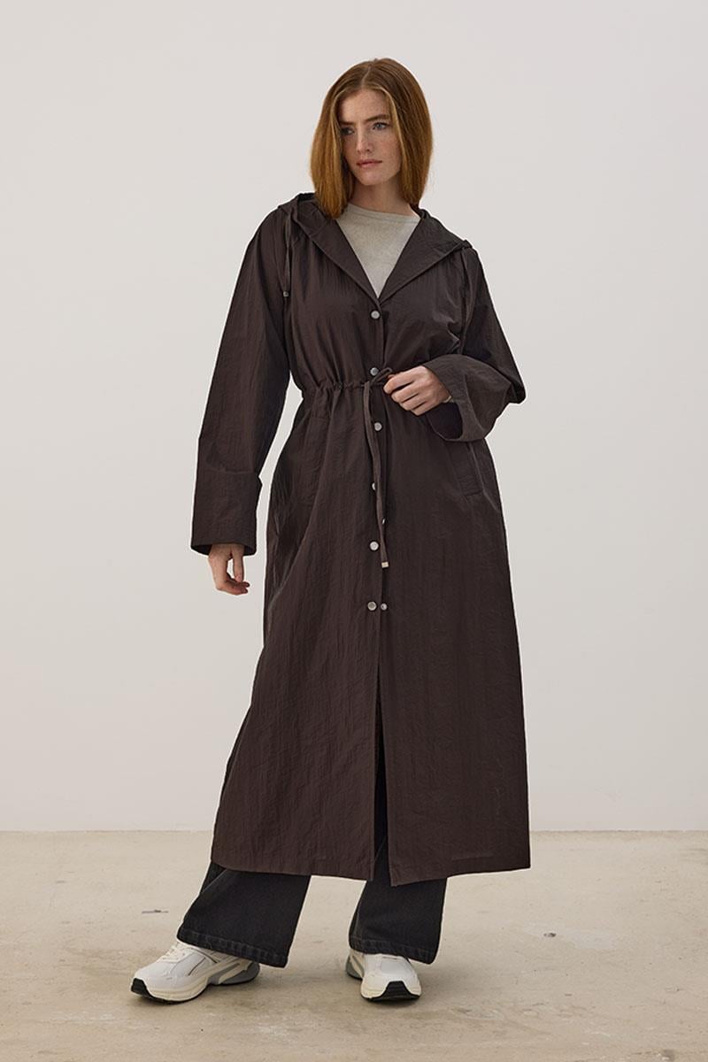 Uzun Paraşüt Yağmurluk Acı kahve