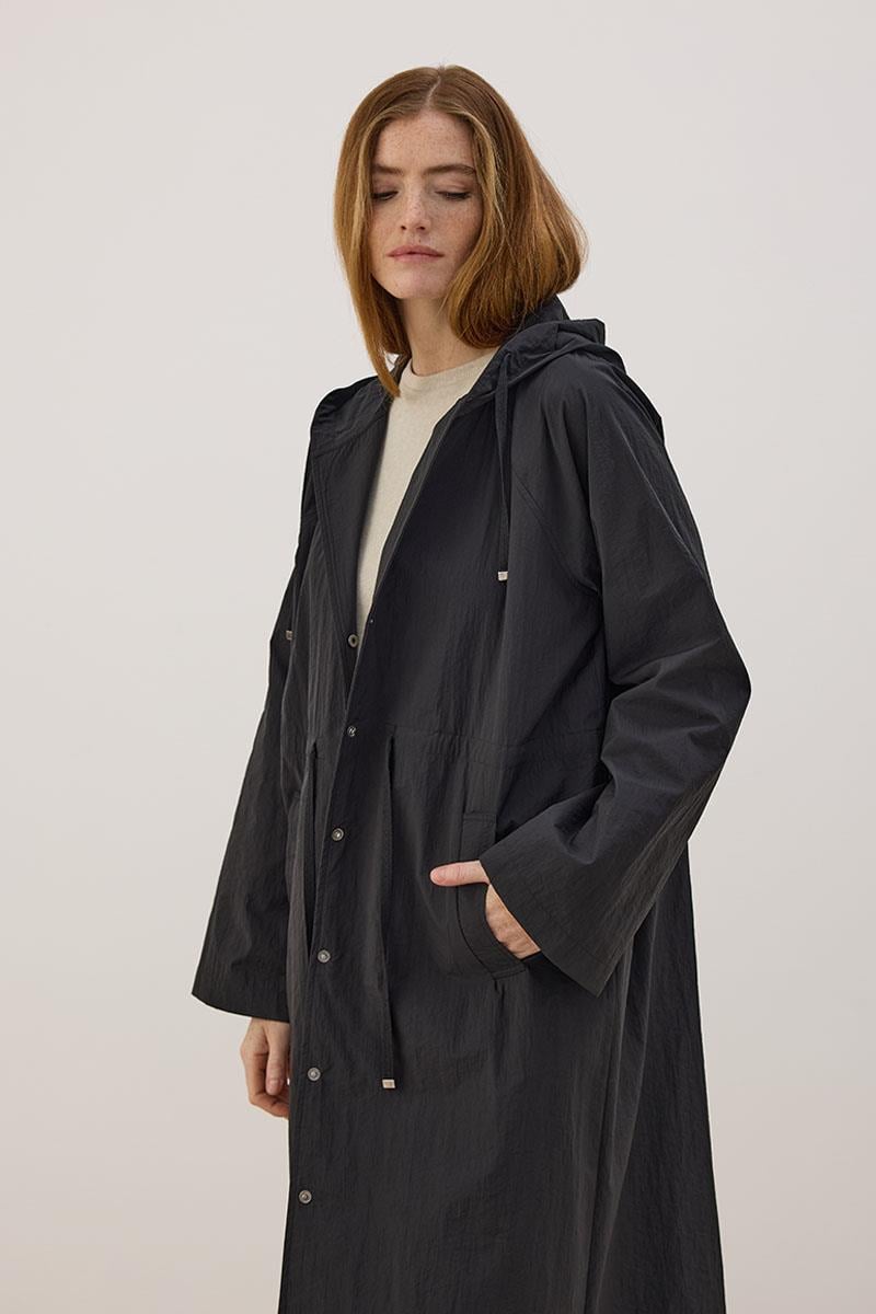 Uzun Paraşüt Yağmurluk Siyah
