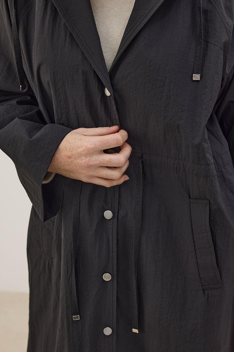 Uzun Paraşüt Yağmurluk Siyah