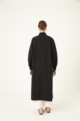 Uzun Poplin Gömlek Siyah