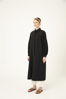 Uzun Poplin Gömlek Siyah