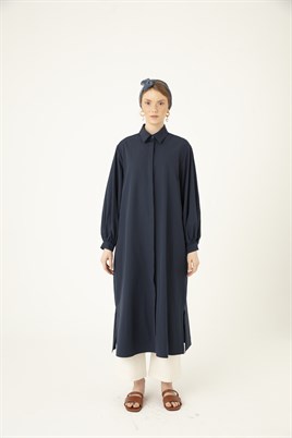 Uzun Poplin Gömlek Lacivert