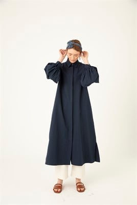 Uzun Poplin Gömlek Lacivert