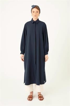 Uzun Poplin Gömlek Lacivert