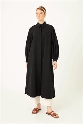 Uzun Poplin Gömlek Siyah