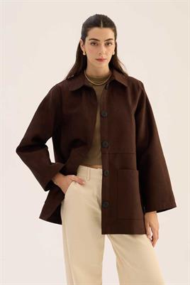 Uzun Süet Ceket Acı kahve