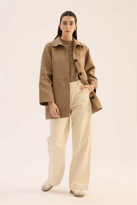 Uzun Süet Ceket Vizon