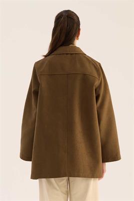 Uzun Süet Ceket Haki