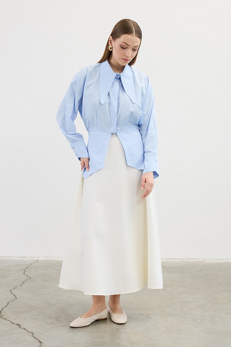 Uzun Yakalı Gömlek Bebek Mavisi