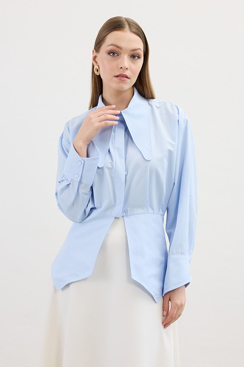 Uzun Yakalı Gömlek Bebek Mavisi