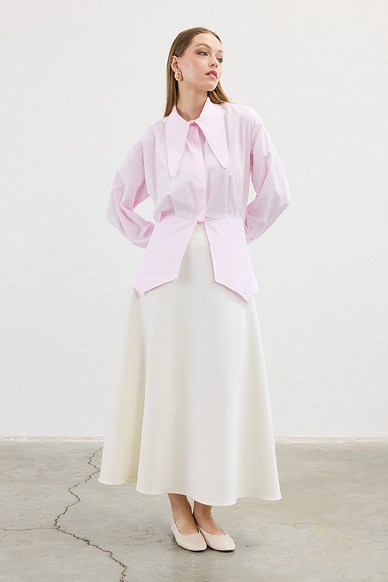 Uzun Yakalı Gömlek Pudra