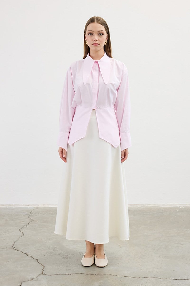Uzun Yakalı Gömlek Pudra