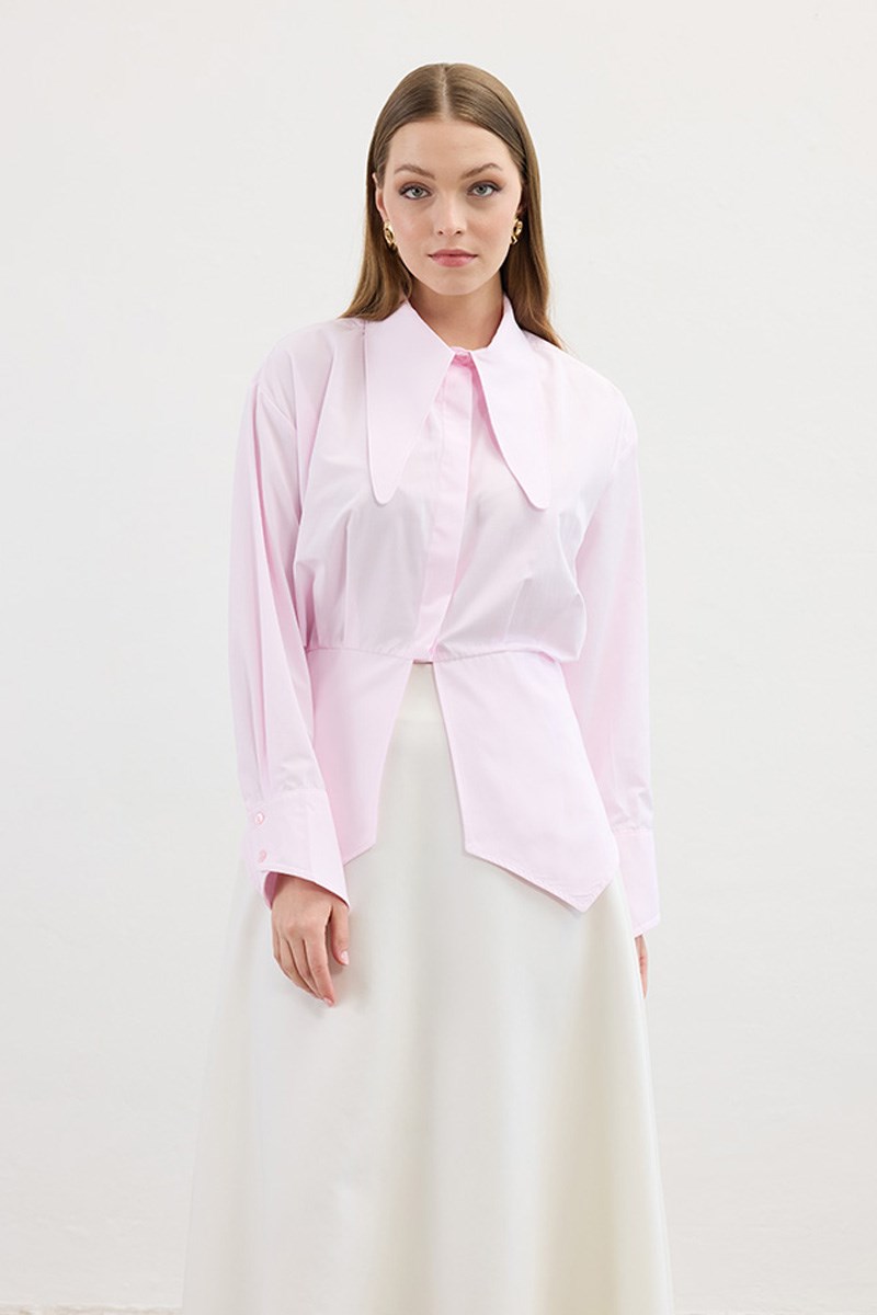 Uzun Yakalı Gömlek Pudra