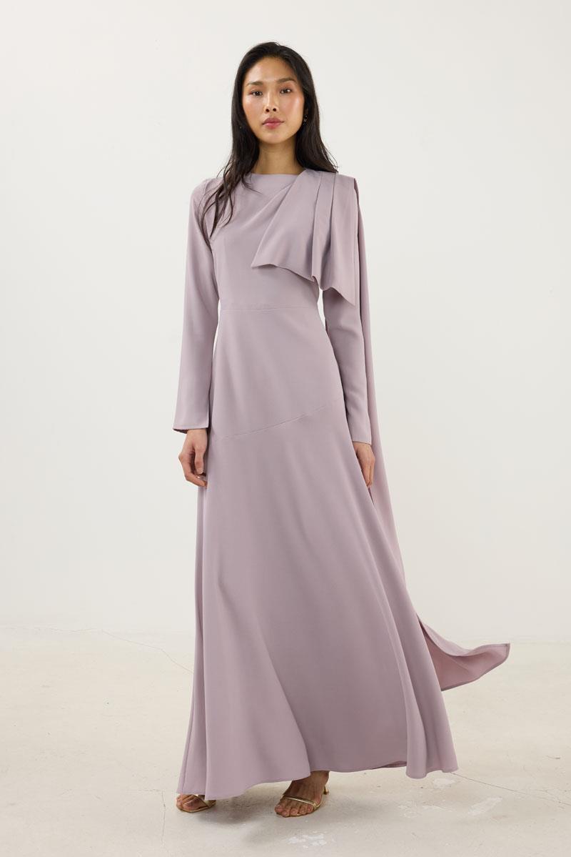 Verev Kesimli Abiye Elbise Leylak