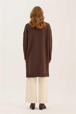 Verev Motifli Örgü Kazak Acı kahve