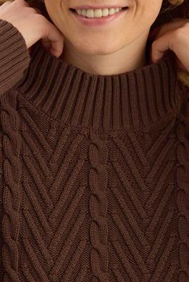 Verev Motifli Örgü Kazak Acı kahve