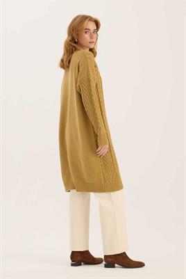 Verev Motifli Örgü Kazak Zeytin Yeşili