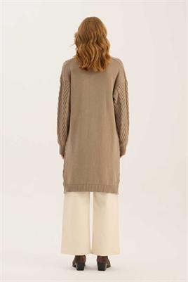 Verev Motifli Örgü Kazak Vizon