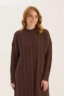 Verev Motifli Örgü Kazak Acı kahve