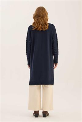 Verev Motifli Örgü Kazak Lacivert