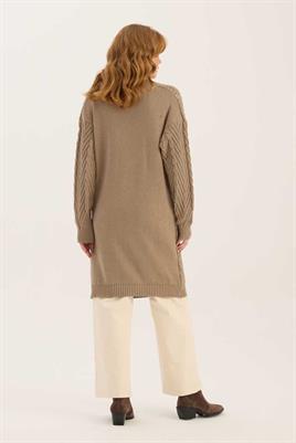 Verev Motifli Örgü Kazak Vizon