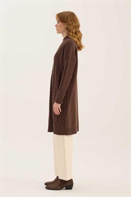 Verev Motifli Örgü Kazak Acı kahve