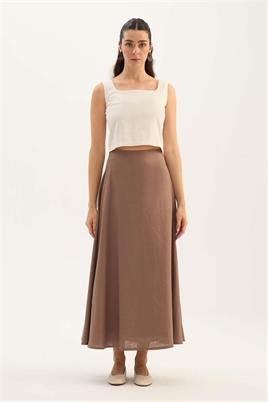 Vizon Tek Cepli %100 Keten Gömlek, Kloş Etek Takım