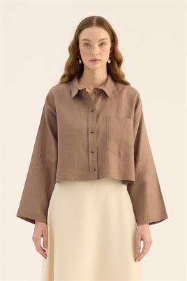 Vizon Tek Cepli %100 Keten Gömlek, Kloş Etek Takım