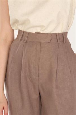 Vizon Tek Cepli %100 Keten Gömlek, Palazzo Pantolon, Etnik Şal Kombin