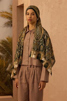 Vizon Tek Cepli %100 Keten Gömlek, Palazzo Pantolon, Etnik Şal Kombin