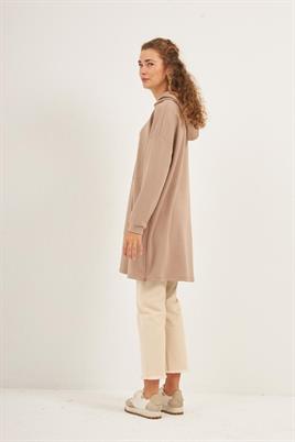 Yanlardan Fermuarlı Sweatshirt Vizon