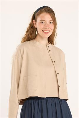 Yazlık Keten Hırka Açık vizon