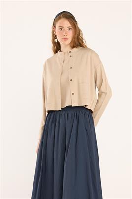 Yazlık Keten Hırka Açık vizon