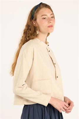 Yazlık Keten Hırka Bej