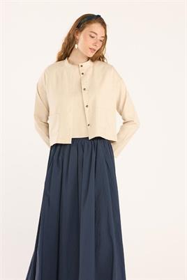 Yazlık Keten Hırka Bej