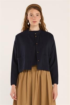 Yazlık Keten Hırka Lacivert