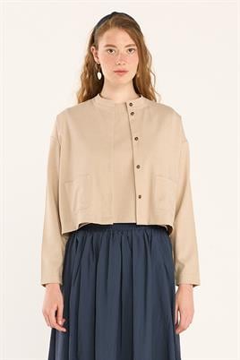 Yazlık Keten Hırka Açık vizon