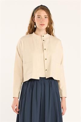 Yazlık Keten Hırka Bej