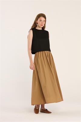 Yazlık Kolsuz Keten Bluz Siyah