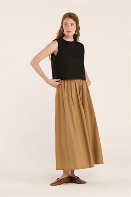 Yazlık Kolsuz Keten Bluz Siyah