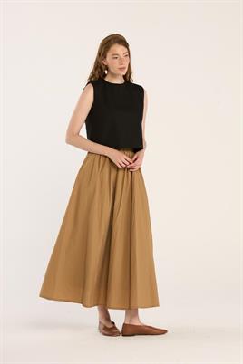 Yazlık Kolsuz Keten Bluz Siyah